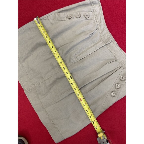 NEUTRAL LINEN SKIRT Cynthia Rowley 100% Linen Beige Mini Skirt Size 8 - Picture 3 of 9